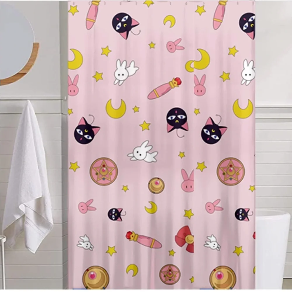 Pink Sailor Moon Cute Shower Curtain,Anime Kawaii 72